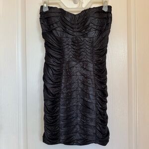 Papaya Elegant Black Ruched Mini Dress